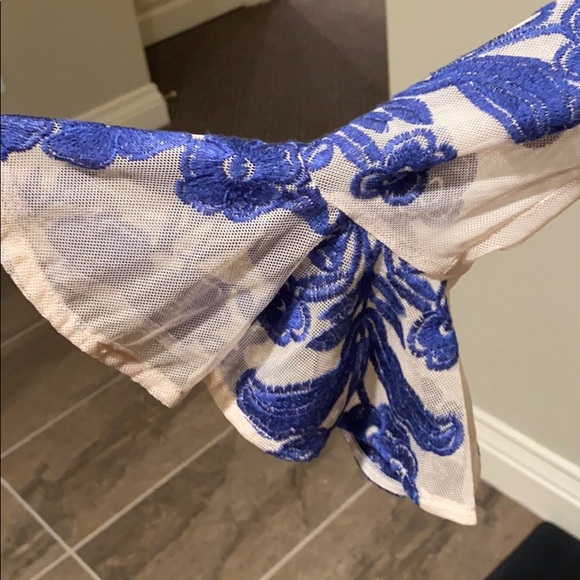 *HOST PICK* FOR LOVE AND LEMONS Blue and White Long Sleeved Dress - Picture 8 of 9